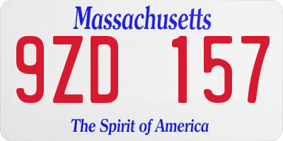 MA license plate 9ZD157