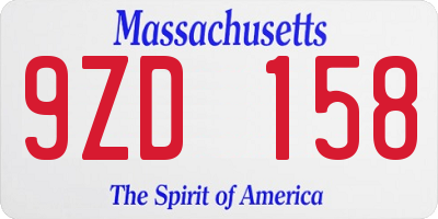 MA license plate 9ZD158