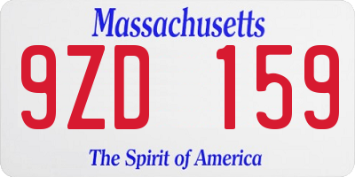 MA license plate 9ZD159