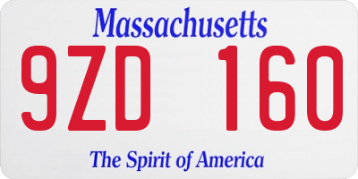 MA license plate 9ZD160