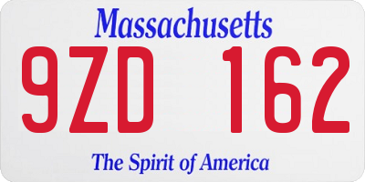 MA license plate 9ZD162