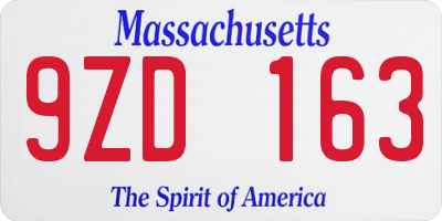 MA license plate 9ZD163