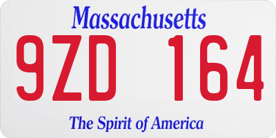 MA license plate 9ZD164