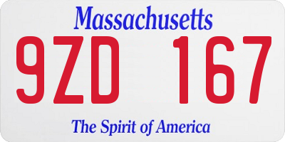 MA license plate 9ZD167