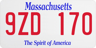 MA license plate 9ZD170