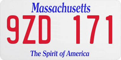 MA license plate 9ZD171