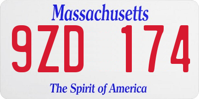 MA license plate 9ZD174