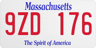MA license plate 9ZD176