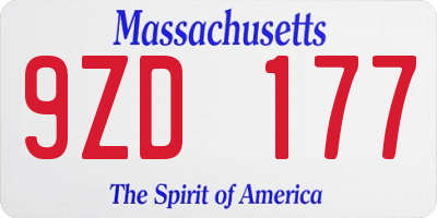 MA license plate 9ZD177