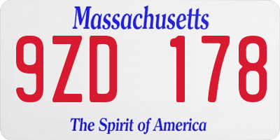 MA license plate 9ZD178