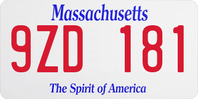 MA license plate 9ZD181