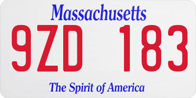 MA license plate 9ZD183