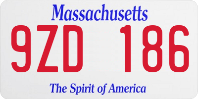 MA license plate 9ZD186