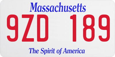 MA license plate 9ZD189