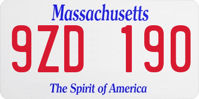 MA license plate 9ZD190