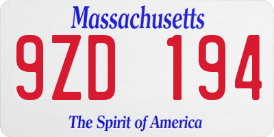 MA license plate 9ZD194