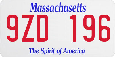 MA license plate 9ZD196