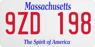 MA license plate 9ZD198
