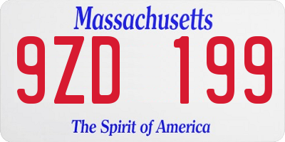 MA license plate 9ZD199