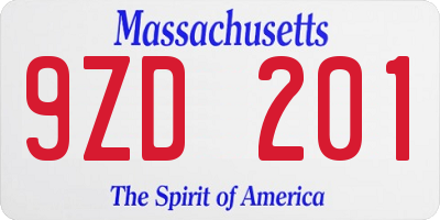 MA license plate 9ZD201