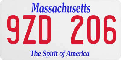 MA license plate 9ZD206