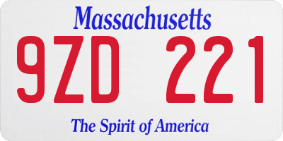 MA license plate 9ZD221