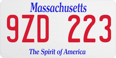MA license plate 9ZD223