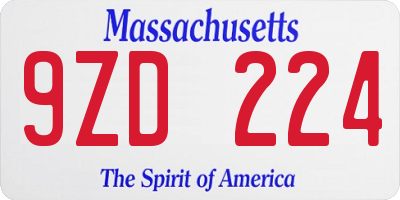 MA license plate 9ZD224