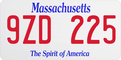 MA license plate 9ZD225