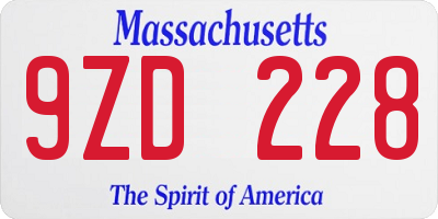 MA license plate 9ZD228