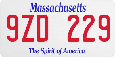 MA license plate 9ZD229