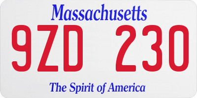 MA license plate 9ZD230