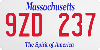 MA license plate 9ZD237