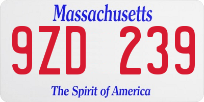 MA license plate 9ZD239