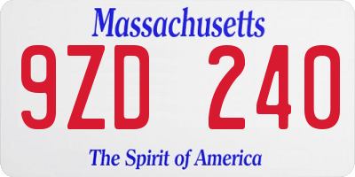 MA license plate 9ZD240