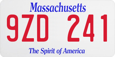 MA license plate 9ZD241