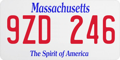 MA license plate 9ZD246