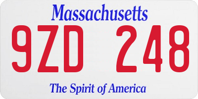 MA license plate 9ZD248