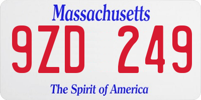 MA license plate 9ZD249