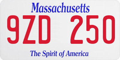 MA license plate 9ZD250