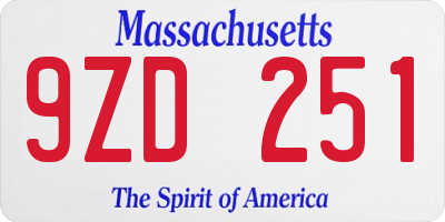 MA license plate 9ZD251