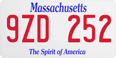 MA license plate 9ZD252