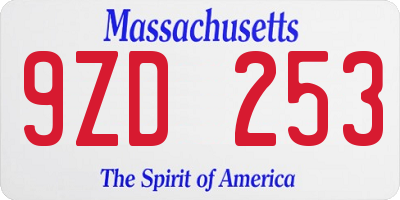 MA license plate 9ZD253