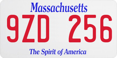 MA license plate 9ZD256