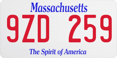 MA license plate 9ZD259