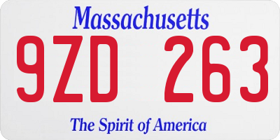 MA license plate 9ZD263