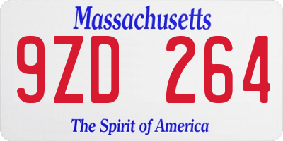 MA license plate 9ZD264