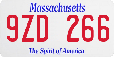 MA license plate 9ZD266