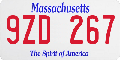 MA license plate 9ZD267