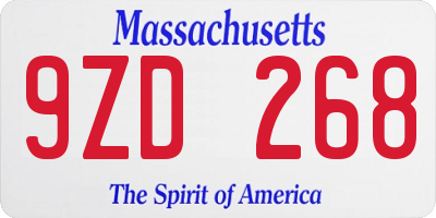 MA license plate 9ZD268